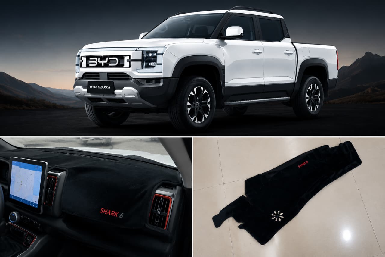 BYD Shark digital dashboard interior with advanced infotainment system and modern luxury display”
